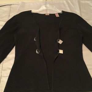 Black cardigan with silver clasp